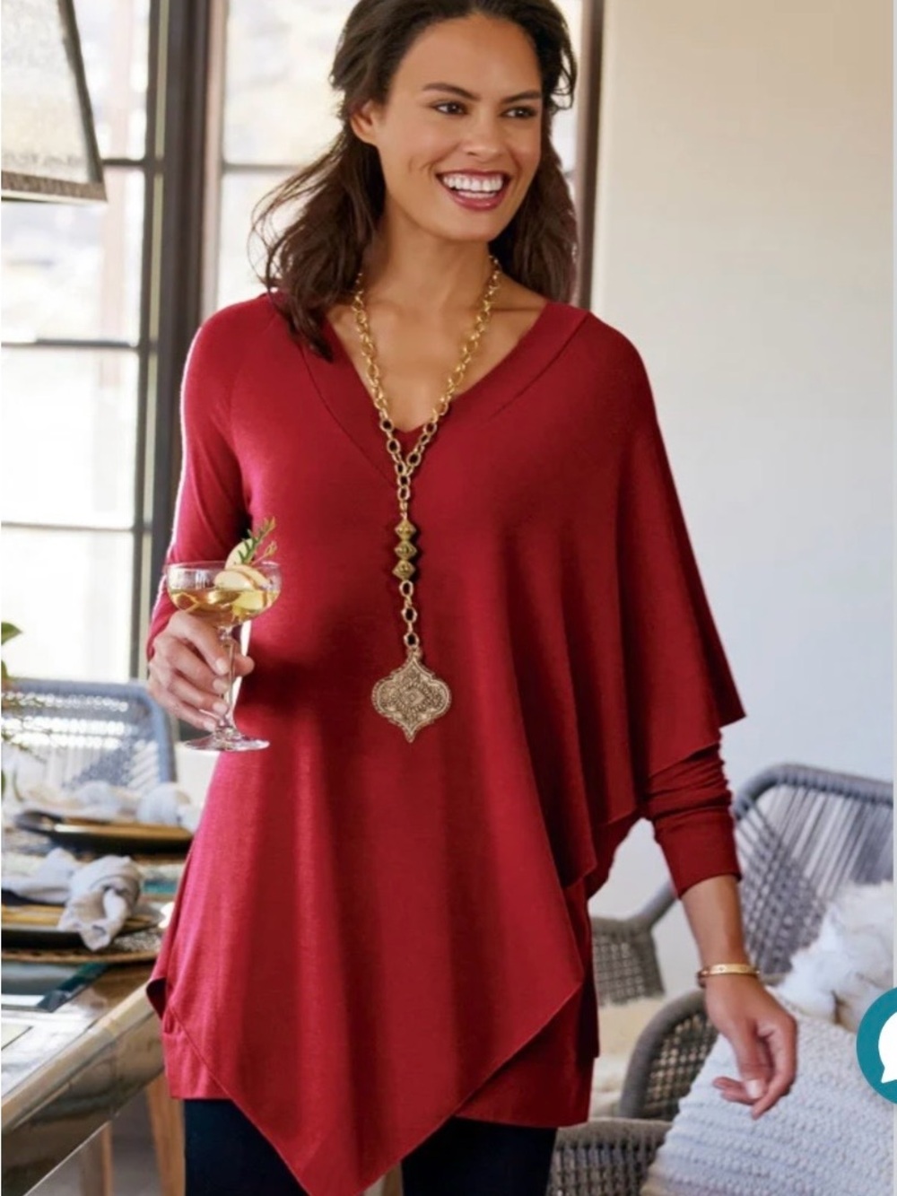 Soft Surroundings V-Neck Asymmetric Tunic in Maroon Red - Size M - Like New
